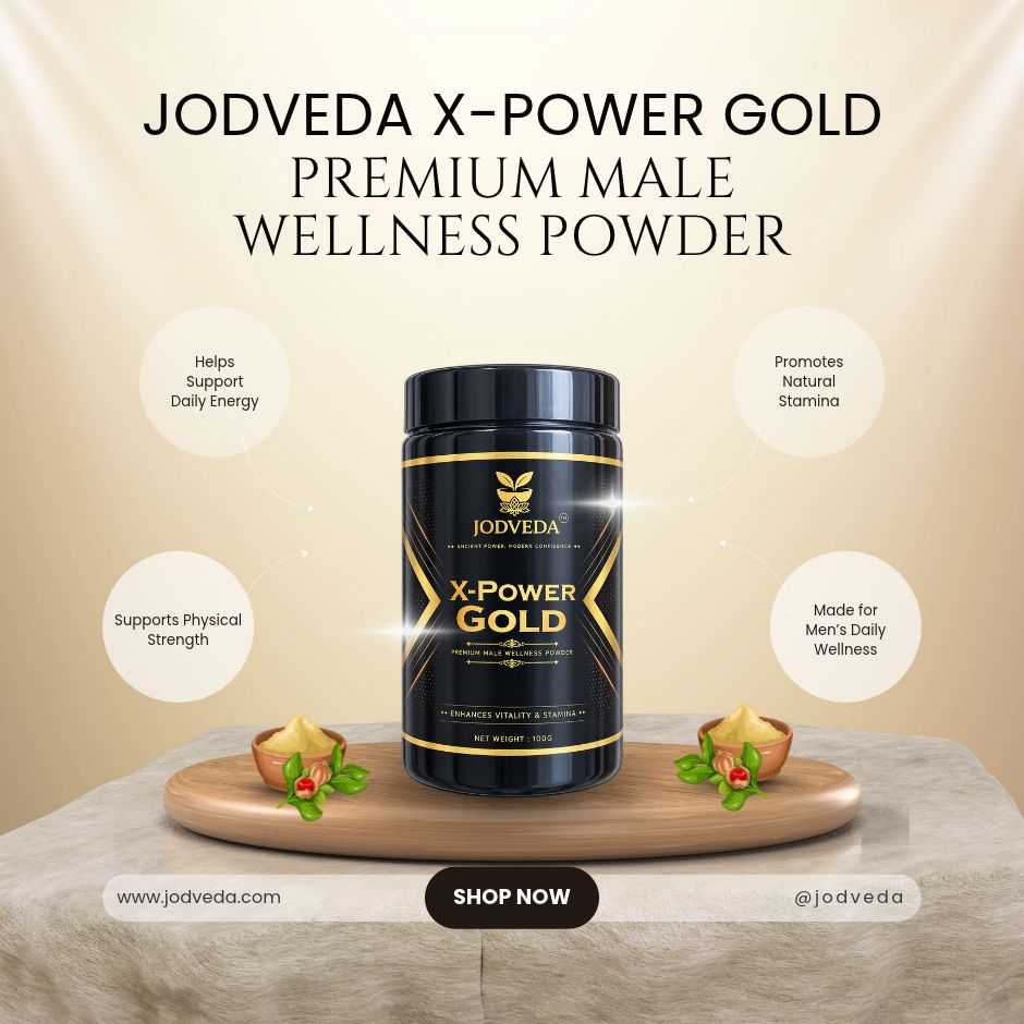 Jodveda X-Power Gold Premium Ayurvedic Men's Wellness Powder with Herbal Ingredients – 100g