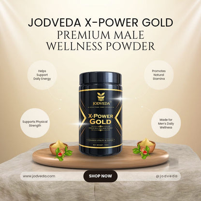 Jodveda X-Power Gold Premium Ayurvedic Men's Wellness Powder with Herbal Ingredients – 100g