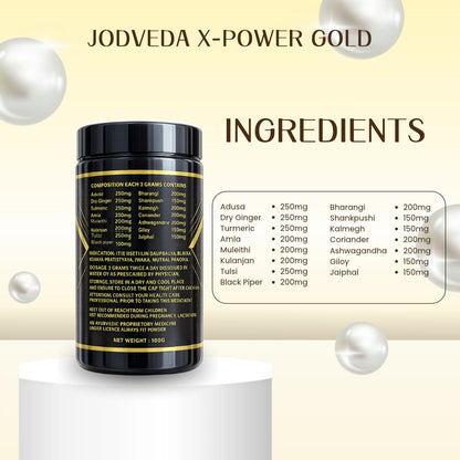 Jodveda X-Power Gold Premium Ayurvedic Men's Wellness Powder with Herbal Ingredients – 100g