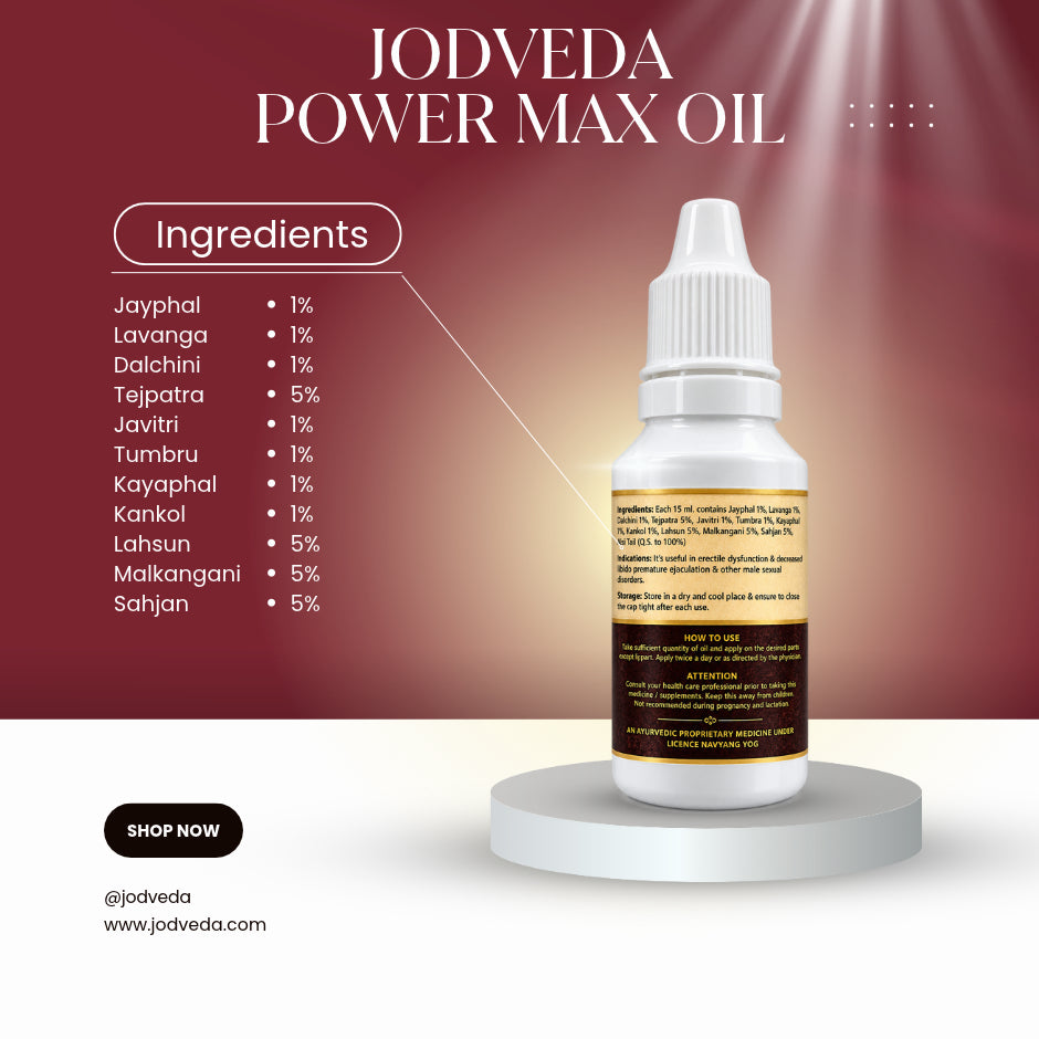 Jodveda Power Max Oil for Men's Wellness – 15 ml Herbal Oil