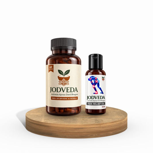 Jodveda Joint Pain Relief Combo – 60 Capsules & 50 ml Herbal Massage Oil for Joint Care